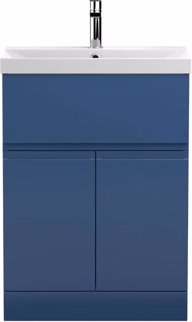 Balterley Mavesyn 2 Door 1 Drawer Freestanding Vanity Basin Unit in Blue, Width: 60 cm – 1