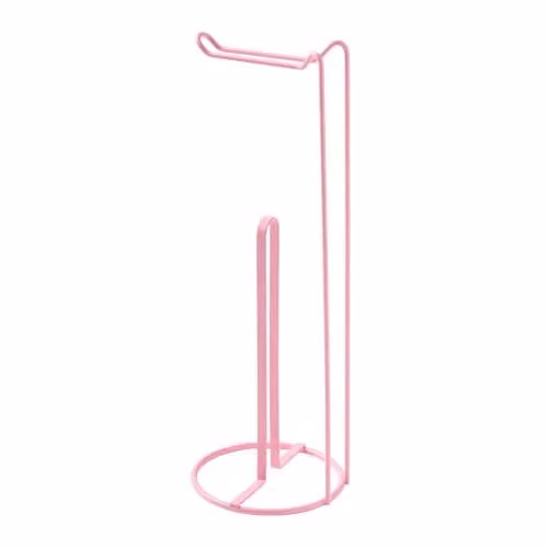OHS Freestanding Stainless Steel Toilet Roll Holder and Spare Roll Storage Organiser, Pink – 1
