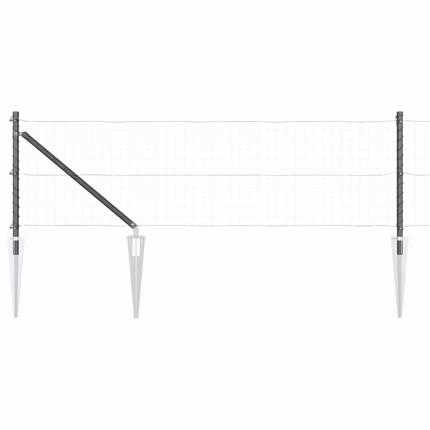 Berkfield Home 52-piece Set of Grey Galvanised Steel Round In-Ground Fence Posts with Spike, H: 60 cm, Diameter: 32 mm – 3