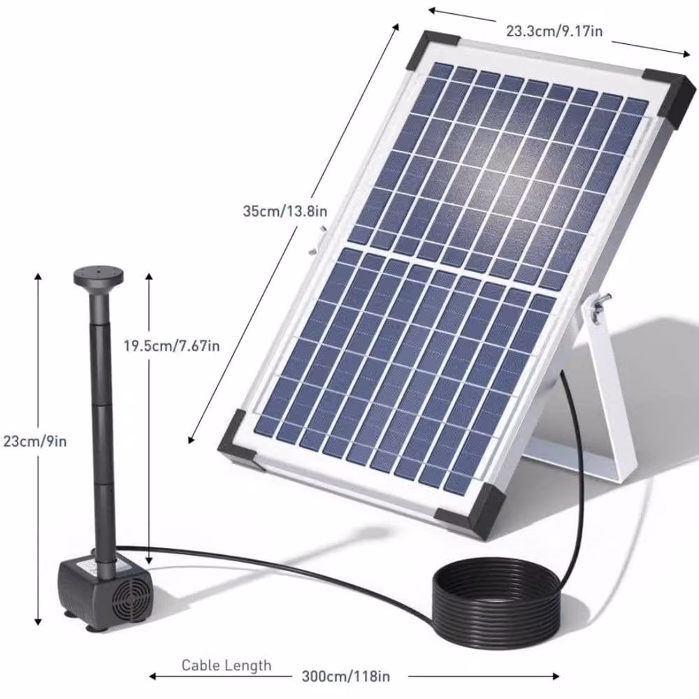 FLAVORA Solar Powered Fountain Pond Water Pump in Black – 2