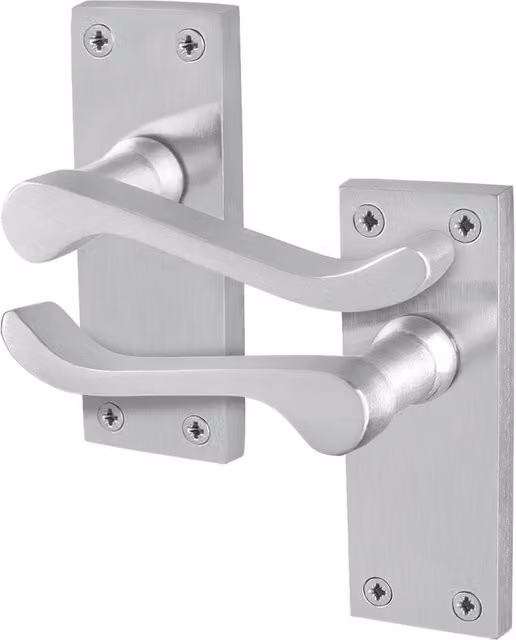 AFIT Satin Chrome Scroll Door Handles with Victorian Backplate, 1 Pair, W/H: 150 x 150 mm