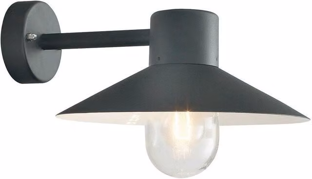 Netlighting Lund Black Outdoor Fisherman Dome Wall Lantern Light IP55 E27