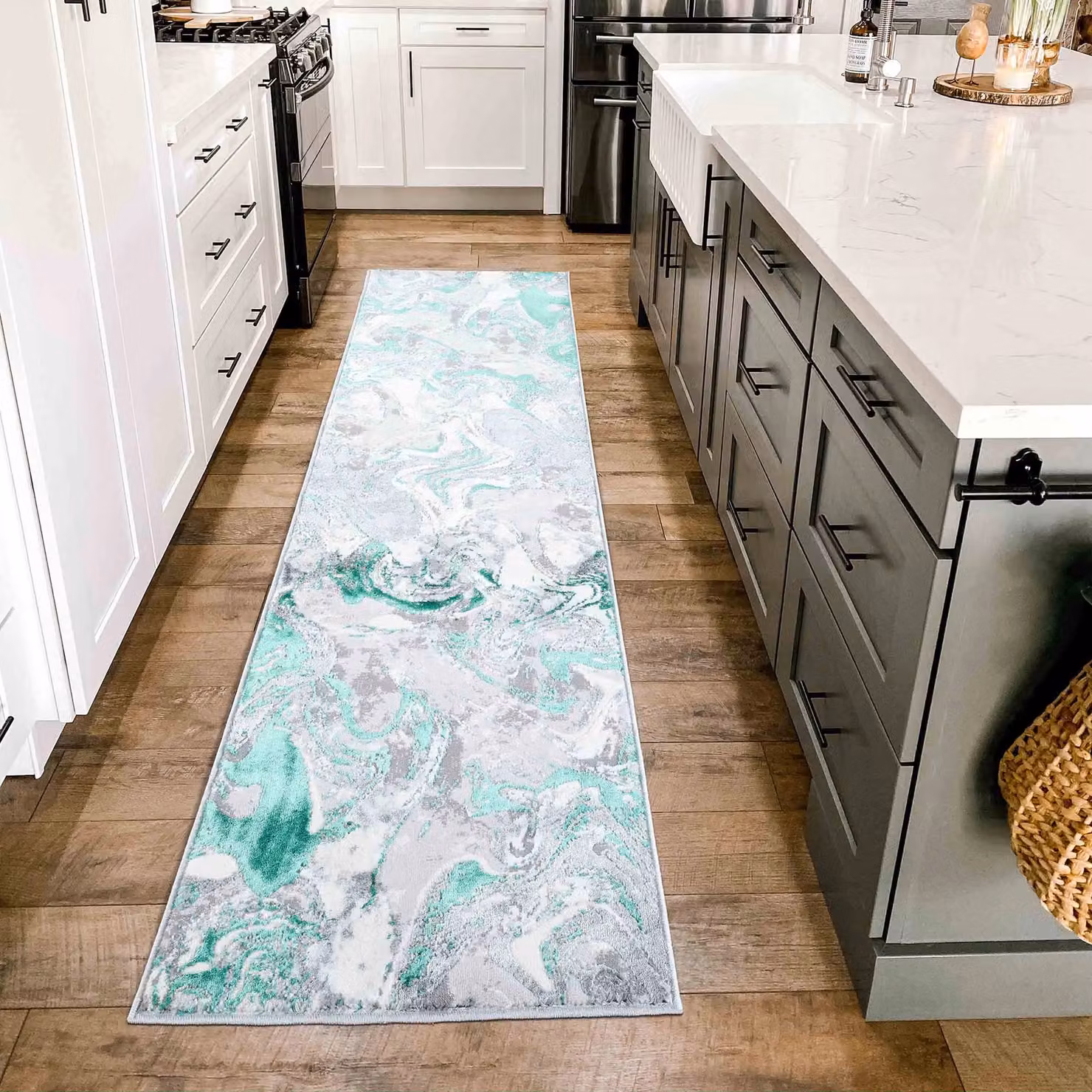 Desire Rugs Solarius Modern Abstract Area Rug in Aqua, Turquoise and Silver, W/D/H: 120 x 170 cm – 4