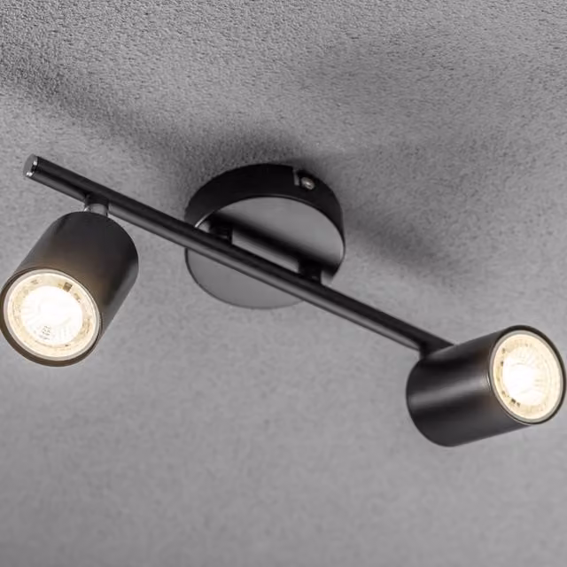 CGC Lighting Jack Black Double Head GU10 Adjustable Ceiling Spot Bar Light, W/D/H: 30 x 17 x 17 cm