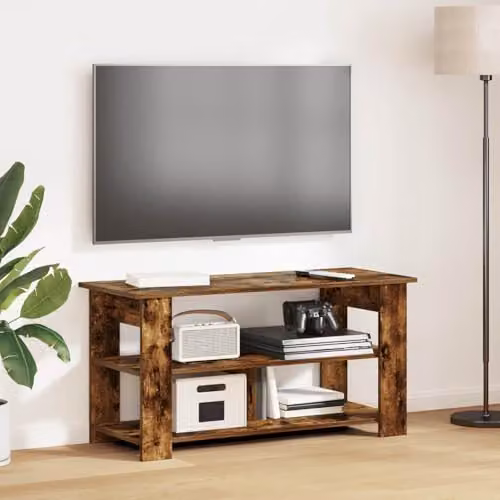vidaXL Modern TV Stand in Smoked Oak Brown, W/D/H: 100 x 40 x 50 cm – 2