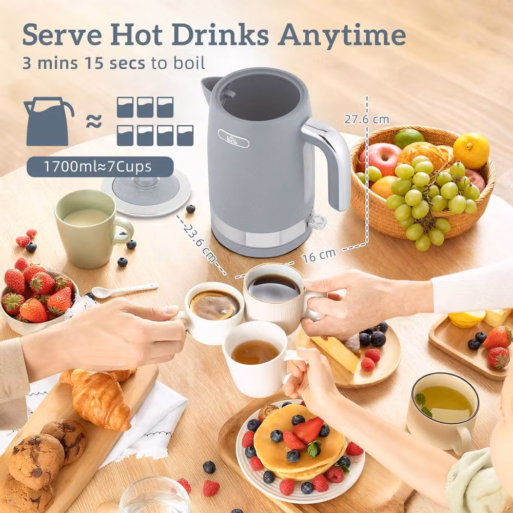 HOMCOM Kettle and Toaster Set in Grey – 2