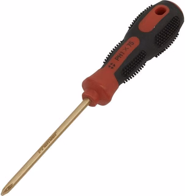 Loops Non-Sparking Phillips Screwdriver with Beryllium Copper Tip and Red Soft Grip Handle