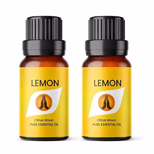 Aroma Energy Lemon Pure Essential Oil, 20ml (2 x 10ml Bottles), Yellow