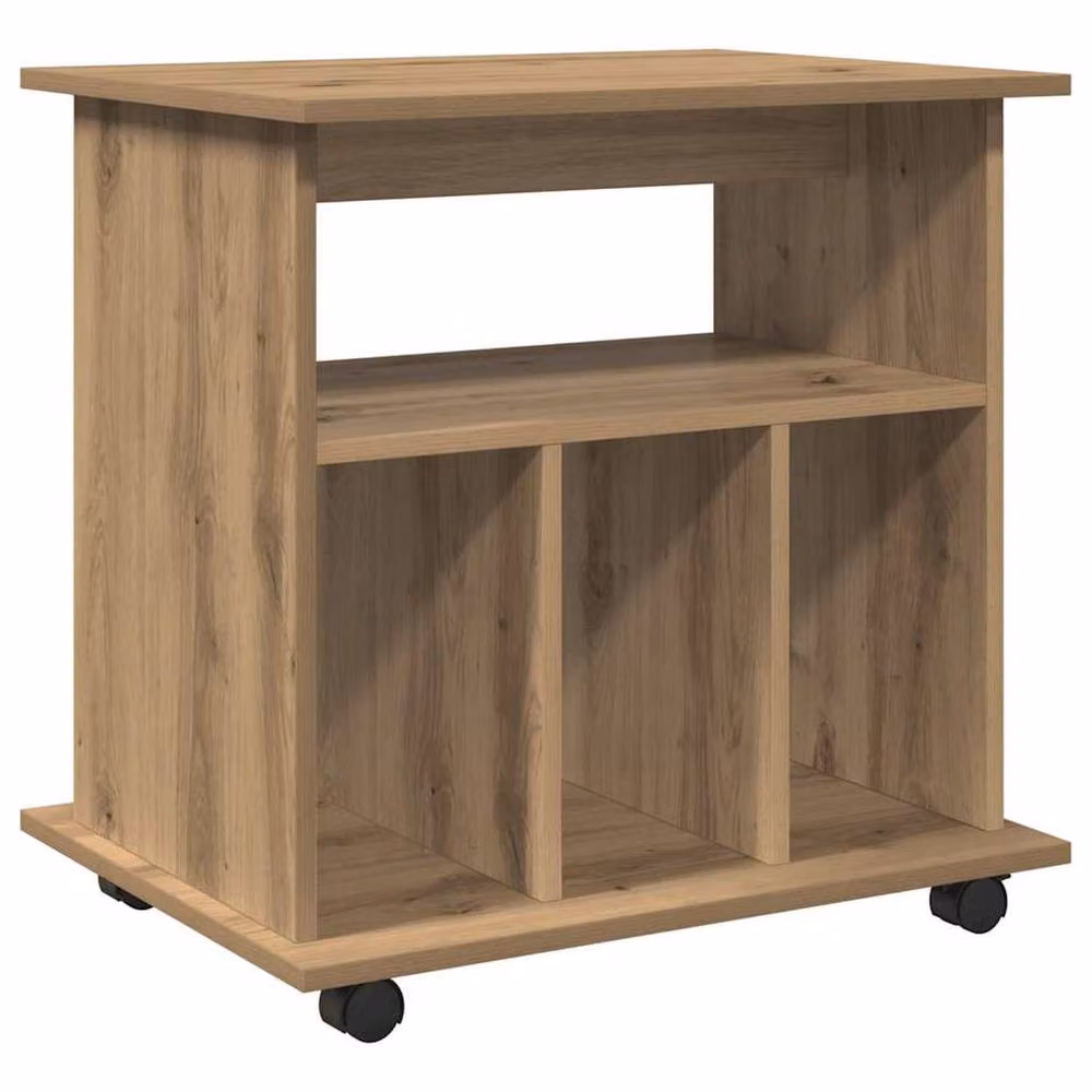 Berkfield Home Artisan Oak Rolling Cabinet in Brown, W/D/H: 60 x 45 x 60 cm – 3