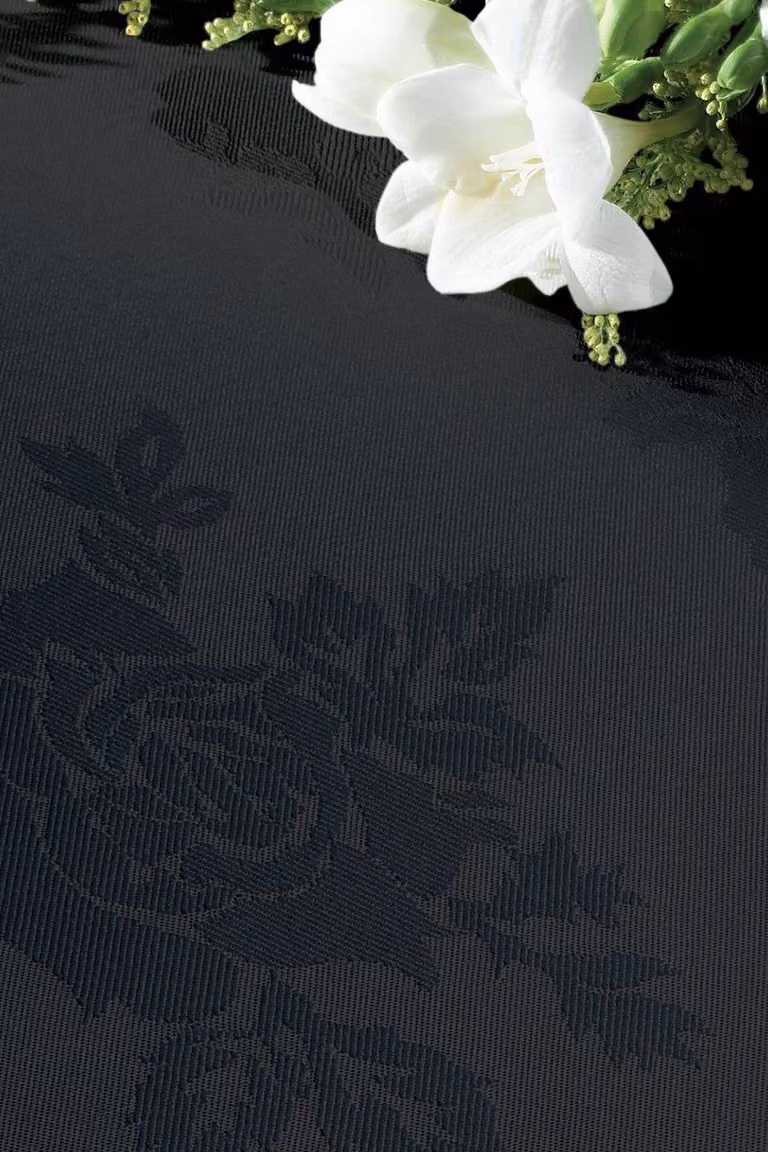 Vision Linens Black Polyester Floral Rose Design Napkin, 41 x 41 cm