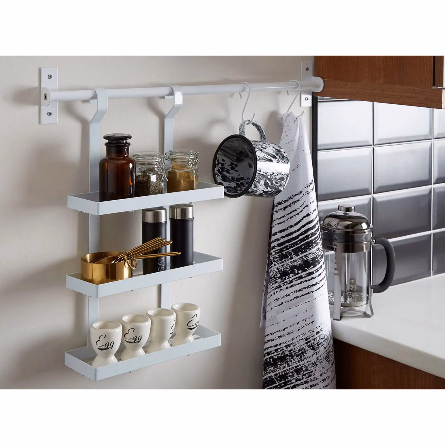 Orsina Sorello White Metal Three Level Hanging Rack with Shelf, W/D/H: 26 x 9 x 44 cm – 2