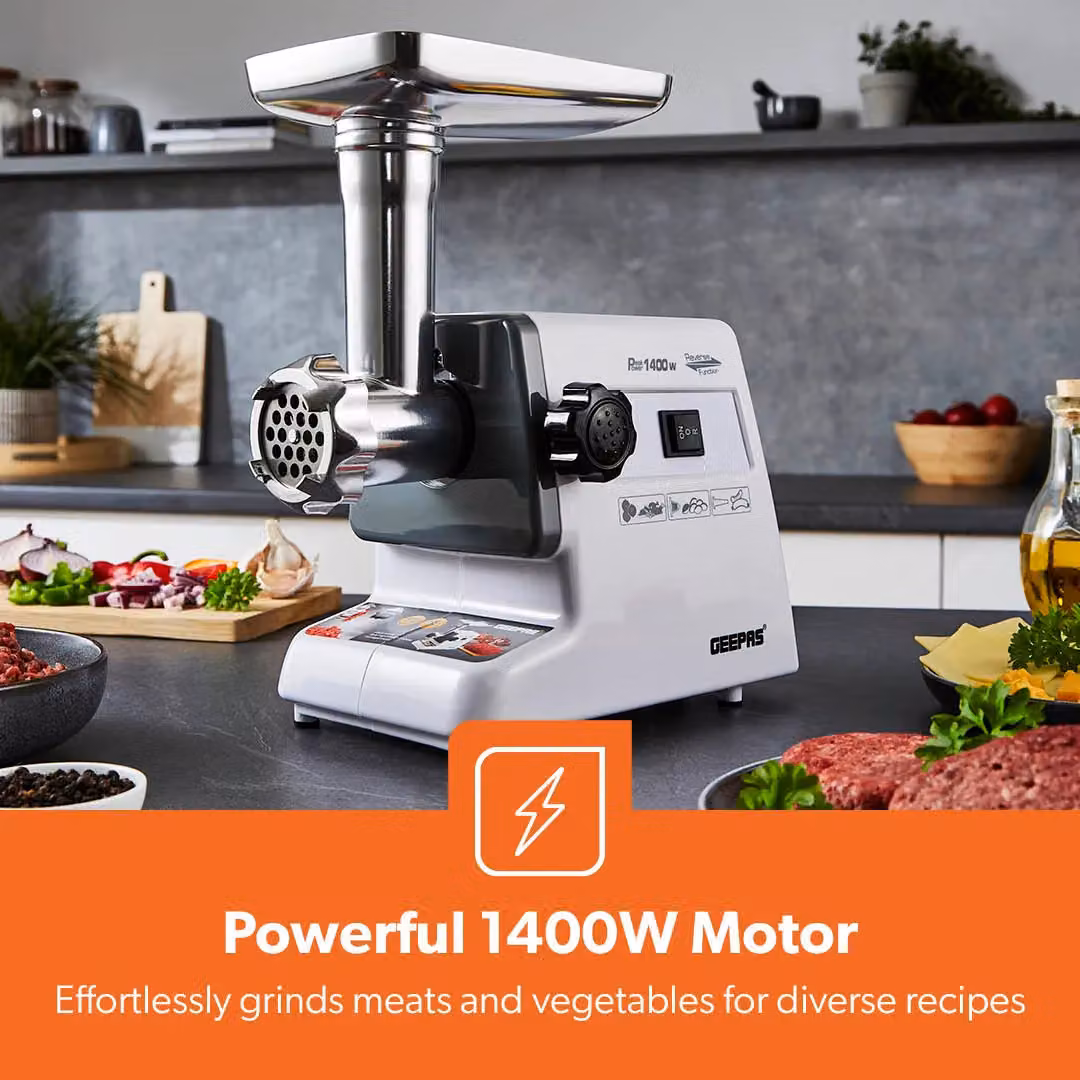 Geepas 1400W Electric Meat Grinder and Sausage Stuffer in White – 3