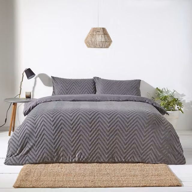 Make it a Home Grey Graphic Cotton Percale Duvet Cover Set