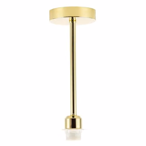 Happy Homewares Industrial Metal Ceiling Light Fitting in Gold/Brass, W/D/H: 12 x 12 x 33 cm