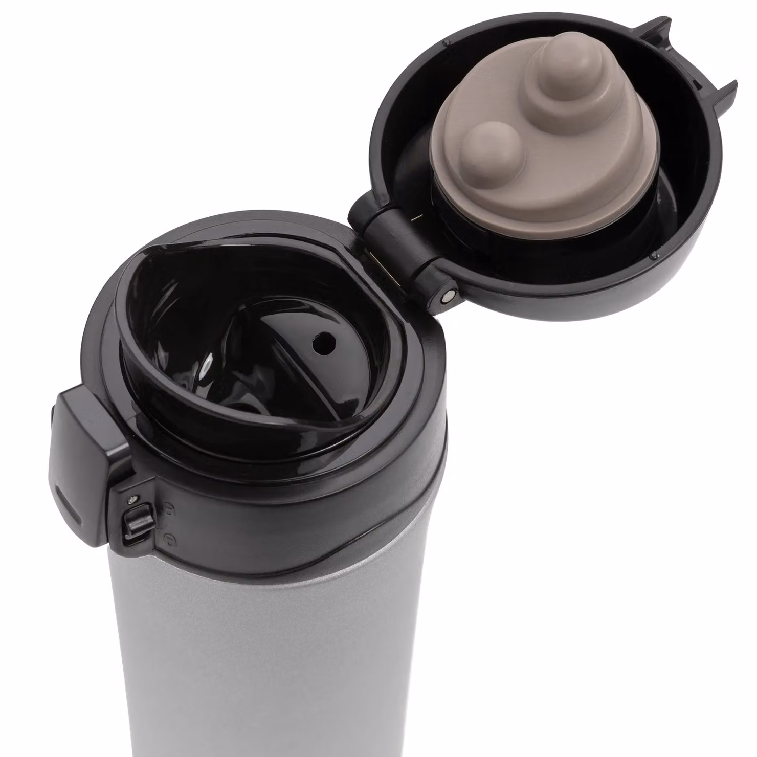 XD Design Metallic Vacuum Insulated Stainless Steel Mug with Lid, Grey, 300ml – 3