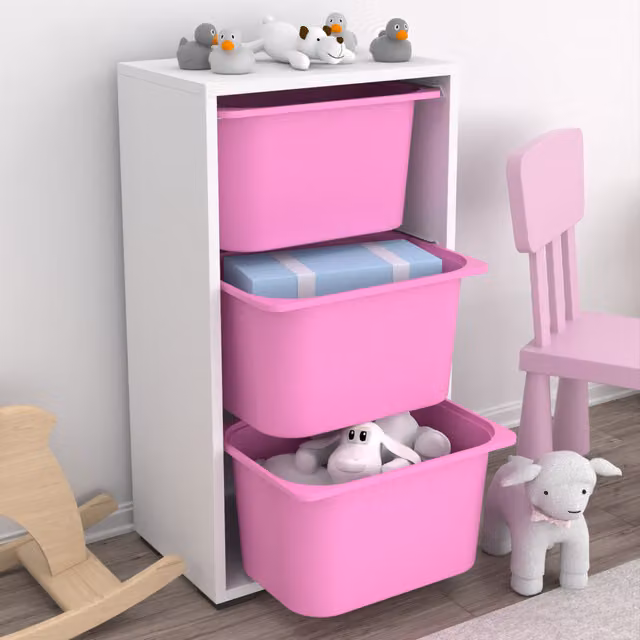 IKEA TROFAST Storage Combination with Pink Plastic Boxes