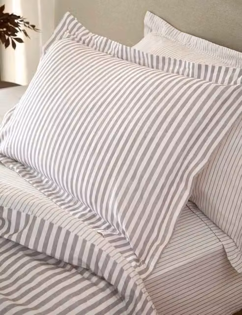 Yard 2 Pack Hebden Stripe Pure Cotton Pillowcases in Purple Mix