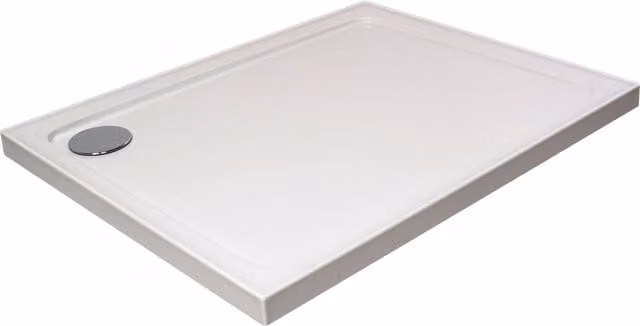 Balterley Mineral Cast Square Corner Stone Tray with Upstands, White, W: 100 cm, D: 80 cm