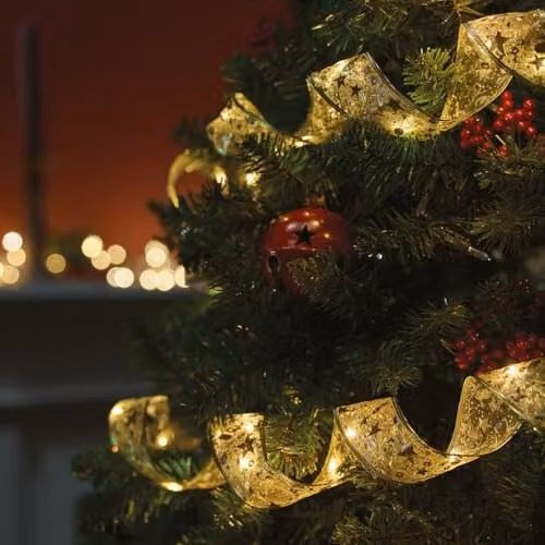 mysmartbuy Gold LED Wired Ribbon Decoration, Battery Powered Flexible Festive Lights, Length: 5 m – 1