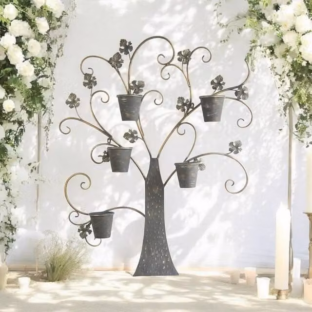 Minster Metal Wall Planter Decoration in Grey, W: 96 cm, D: 13 cm, H: 120 cm