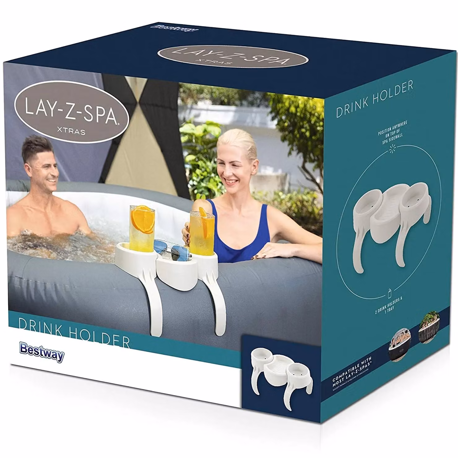 Bestway Lay-Z-Spa 2 Drink Holder with Tray and Shelf, Multicolour – 2