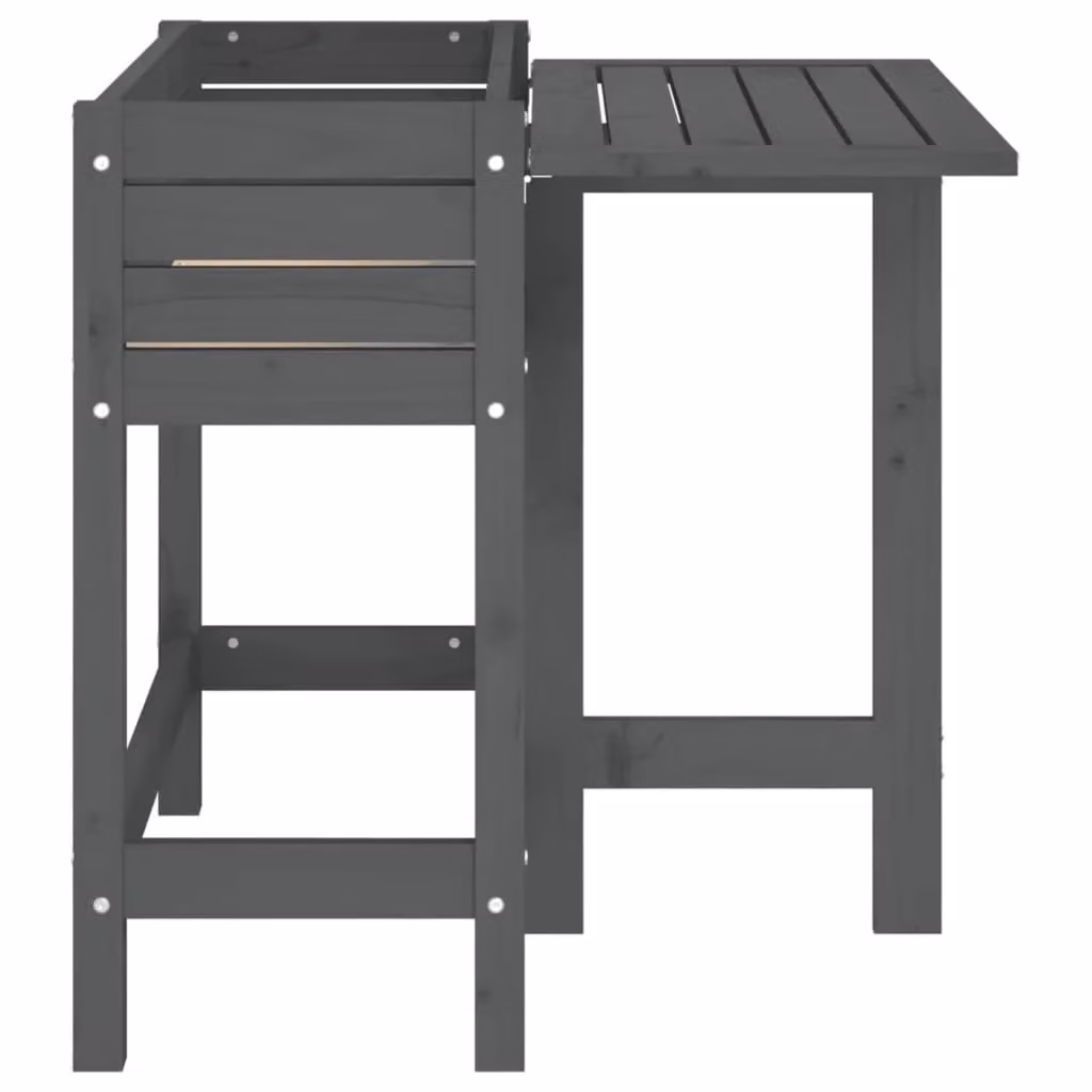 Berkfield Home Rustic Grey Solid Wood Pine Garden Planter with Folding Tabletop – 4