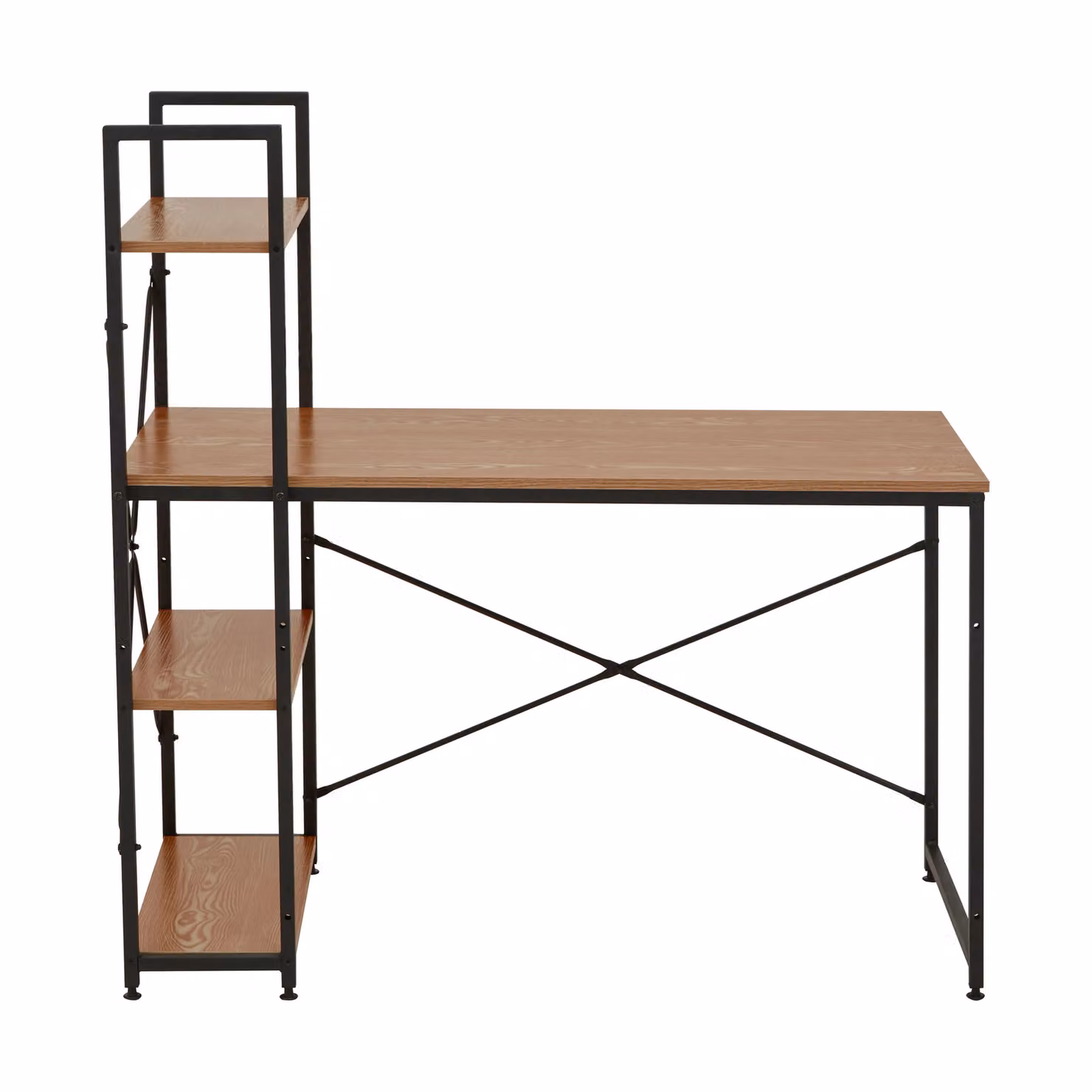 Orsina Light Yellow Writing Desk with Black Metal Frame and Shelves – 2