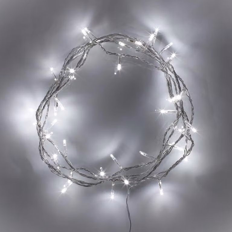 Lights4fun 50 White LED Fairy Lights on Transparent Cable