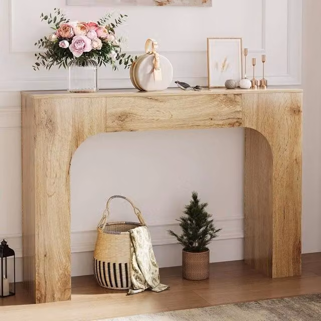 VOGREX Long Wooden Console Table in Brown