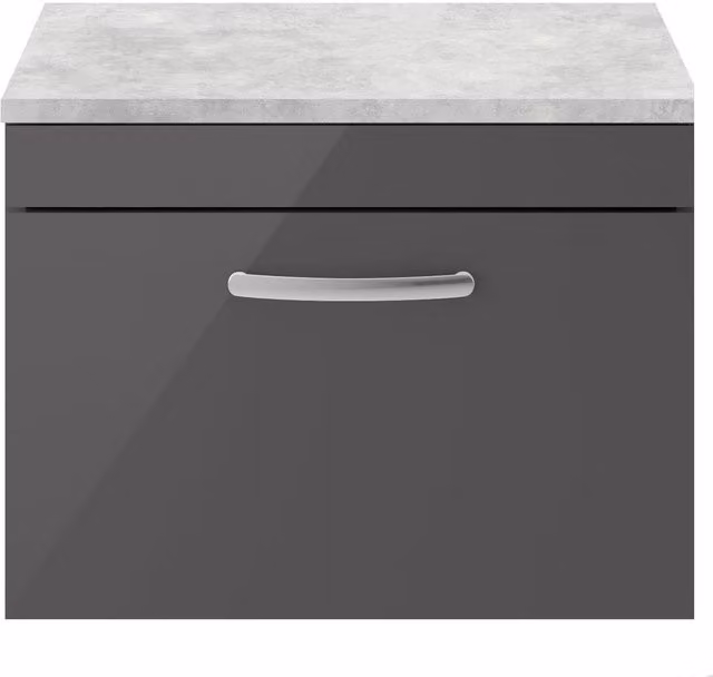 Balterley Millwich 1 Drawer Wall Hung Vanity Unit, Gloss Grey, W: 60 cm