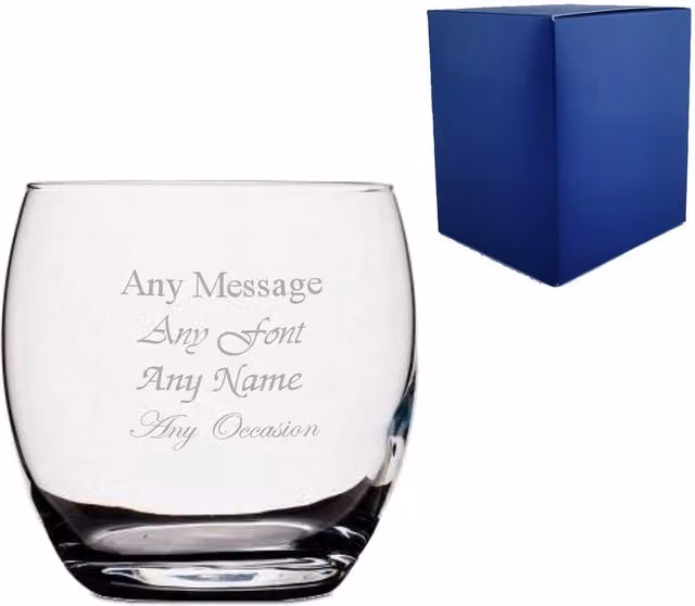 Uniqueful Personalised Versailles Whiskey Tumbler, 12.5oz, Silver Finish and Clear Glass