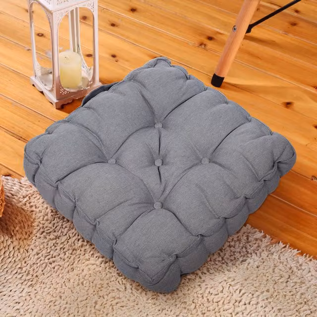 Livingandhome Grey Square Garden Chair Cushion with Carry Handle