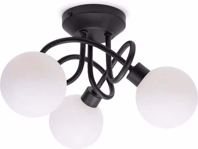 ValueLights Velika 3 Way Opaque Flush Ceiling Light in Black