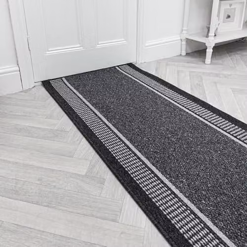 runrug Promenade Loop Pile Hallway Runner Rug in Grey, W/D/H: 80 x 390 x 0.5 cm