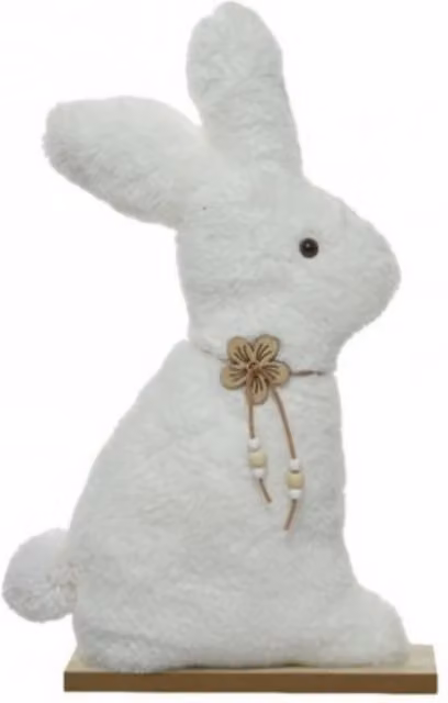 Little Cosy Home White Furry Bunny Easter Spring Tabletop Decoration