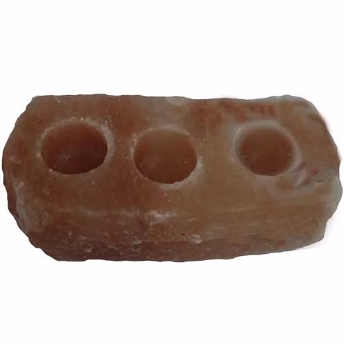 Ancient Wisdom Natural Salt Candle Holder with 3 Holes in Orange and Pink – 1