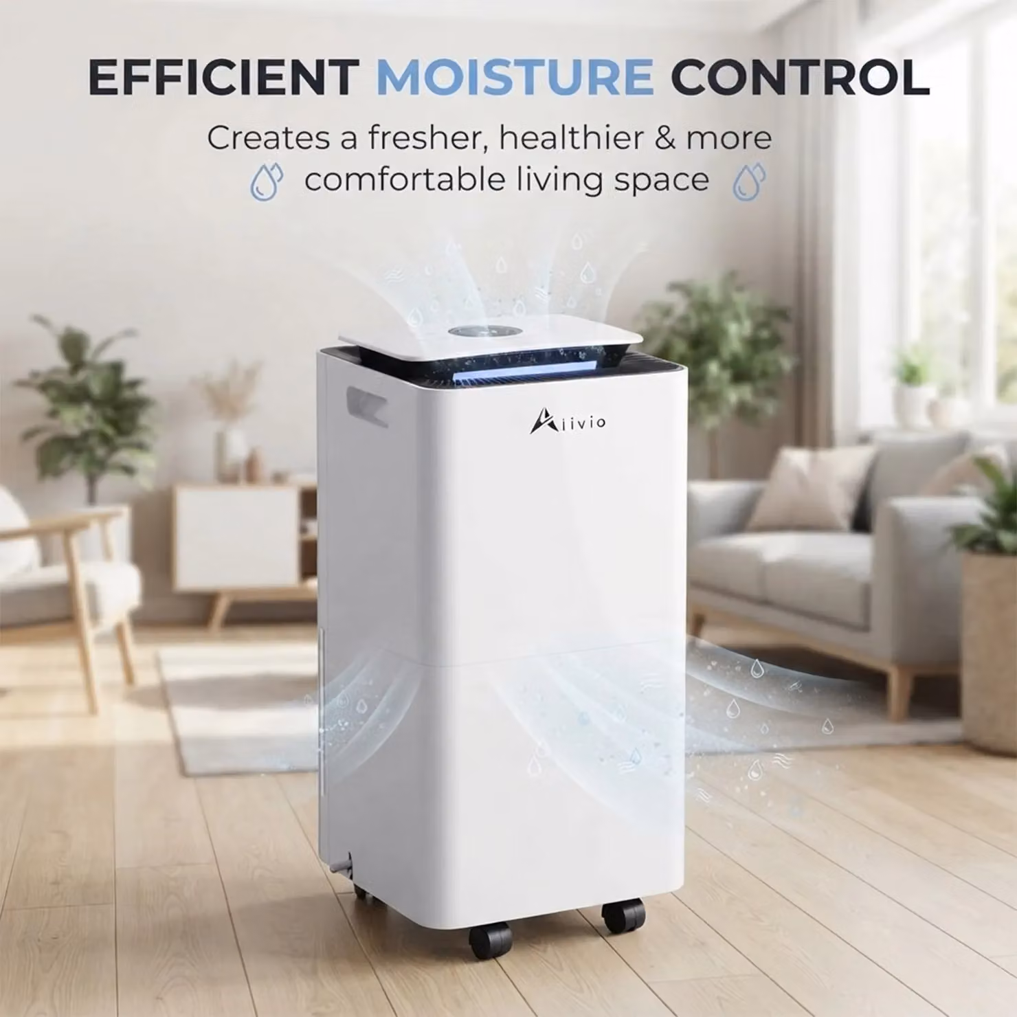 Alivio 10L Portable Dehumidifier with Washable Dust Filter, 200W, White – 2