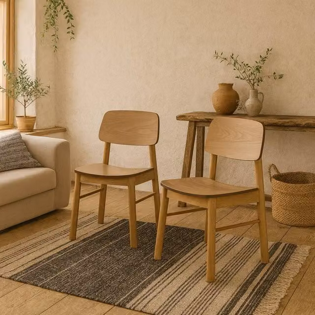 Wyld Haus Quietwood Oak Dining Chairs Set of 2 in Brown – 1