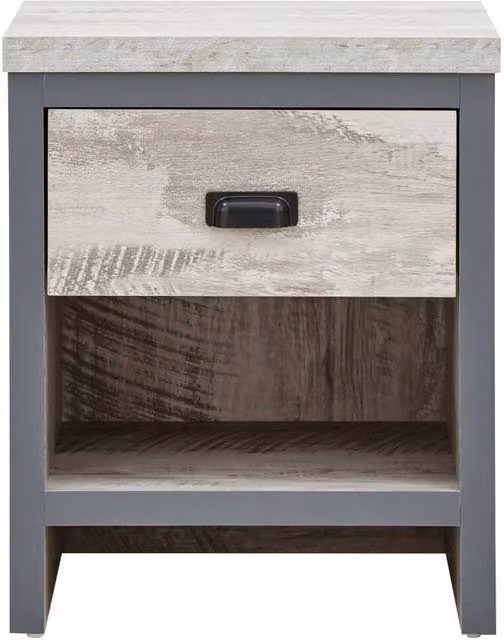 FORGEVIO Industrial Grey Lamp Table with 1 Drawer – 1