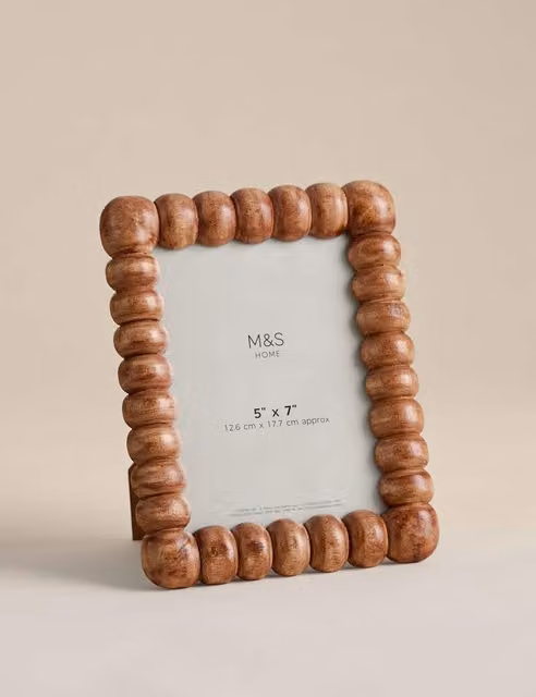 M&S Modern Rectangular Single Wood Tabletop Photo Frame, Beige, 13 x 18 cm