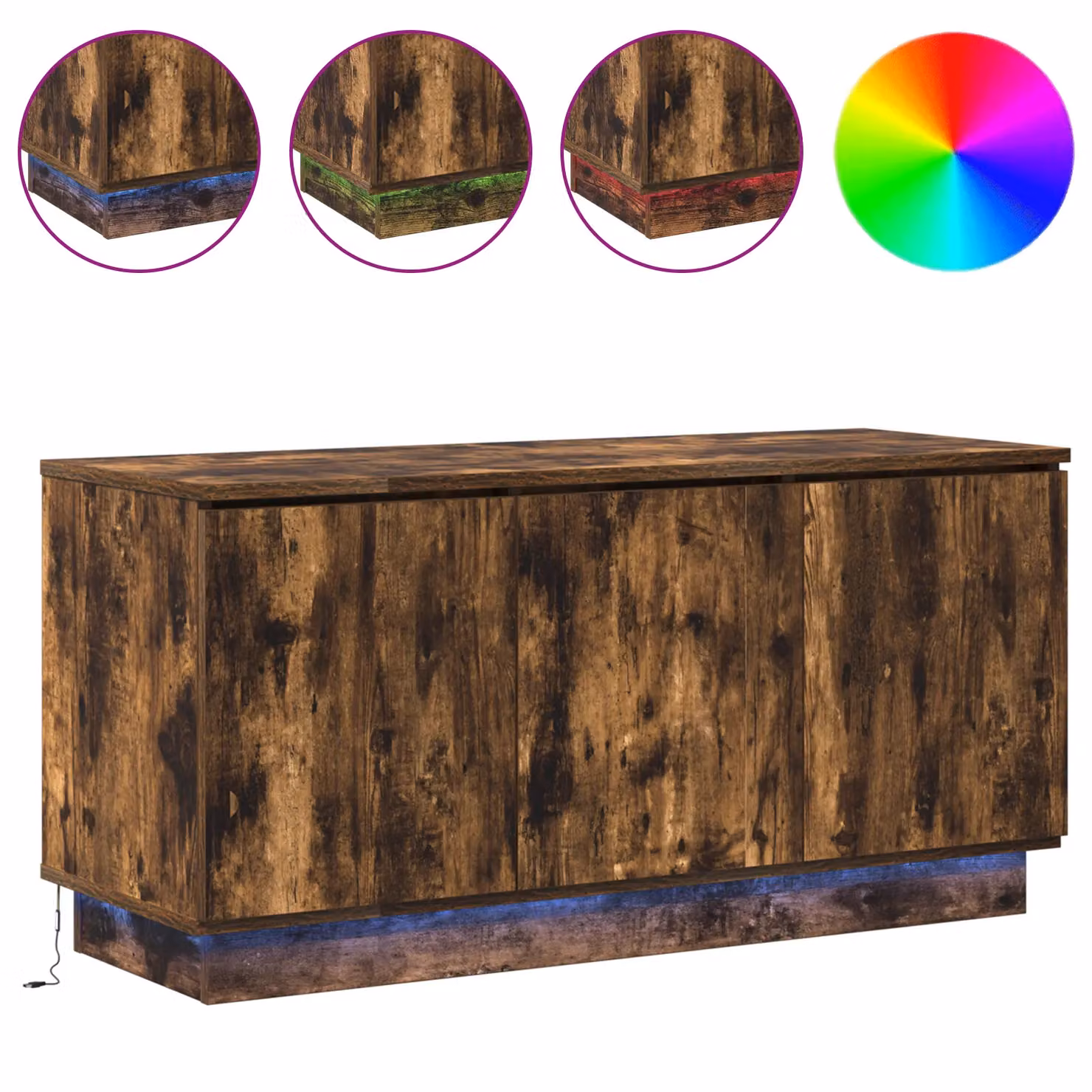 Berkfield Home Modern Smoked Oak TV Cabinet in Brown, W/D/H: 100 x 38 x 49 cm – 3