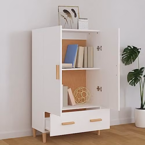 vidaXL White Highboard with Hinged Doors and Internal Shelves, W/D/H: 70 x 31 x 115 cm – 2