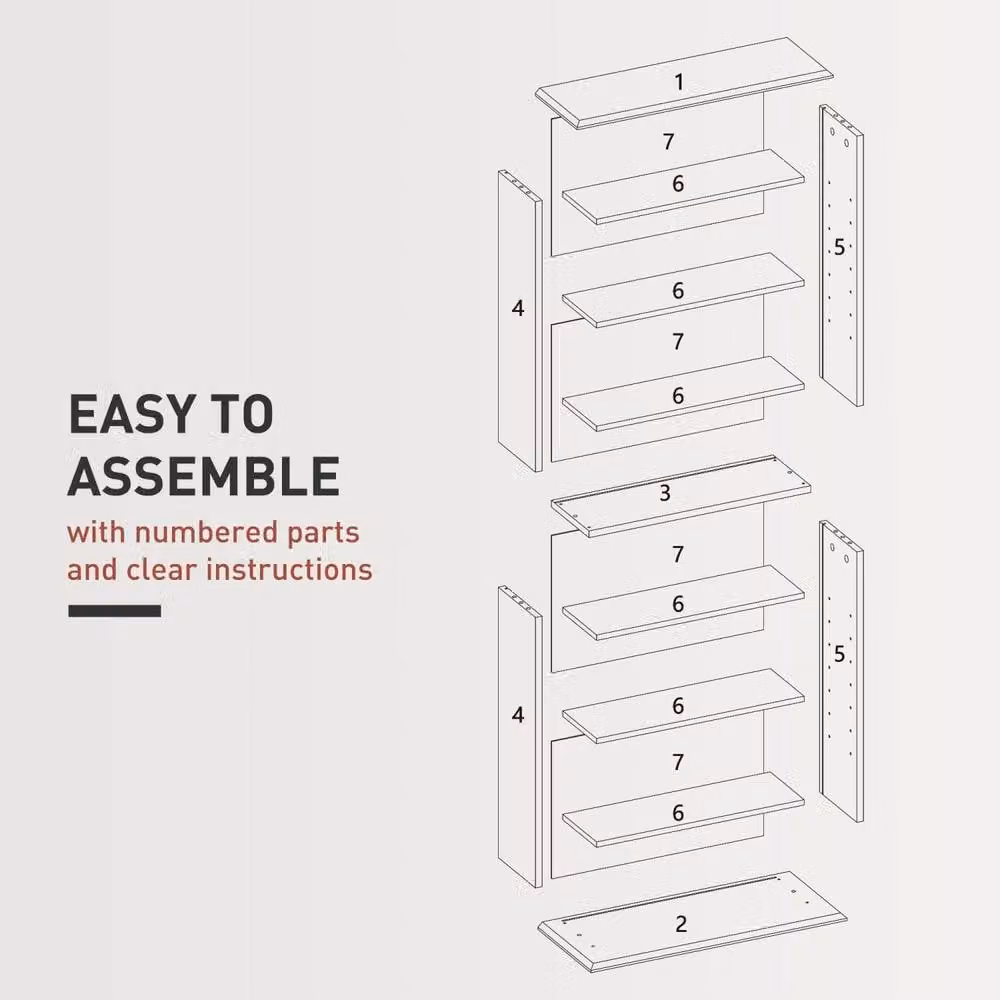 Wyld Haus Kael Black CD Storage Unit with 8 Media Compartments and Adjustable Shelves, H 126.3 cm x W 58 cm x D 24 cm – 7