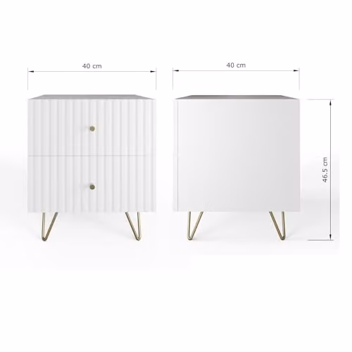 GFW Thalia White Ribbed 2 Drawer Bedside Table, W/D/H: 40 x 40 x 46.5 cm – 2
