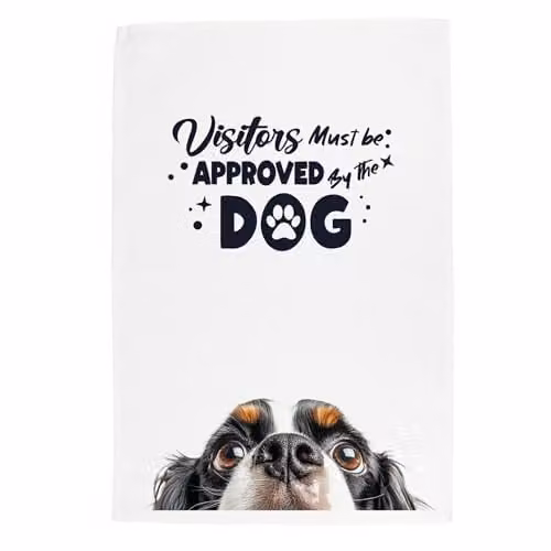 Purely Home Peeping King Charles Spaniel Cotton Tea Towel, Multicolour, W: 67 cm, D: 45 cm