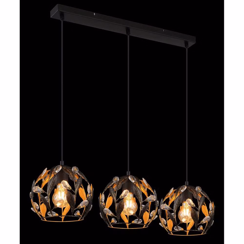 Netlighting Mika Bar Pendant Ceiling Light in Matt Black with 3x E27 Sockets – 2