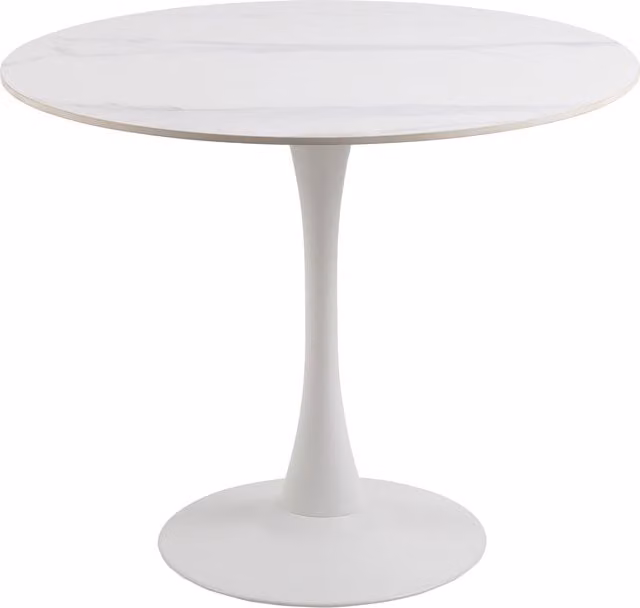 Furniture To Go Malta Round Ceramic Dining Table, White, W: 90 cm, D: 75 cm