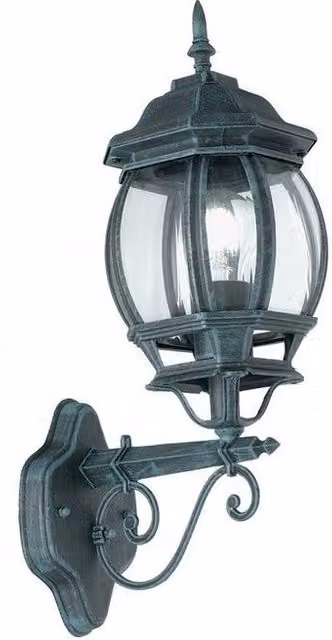 Netlighting SANTIAGO Outdoor Up Wall Lantern in Dark Green, H 46 x W 25 x D 15.5 cm, IP44