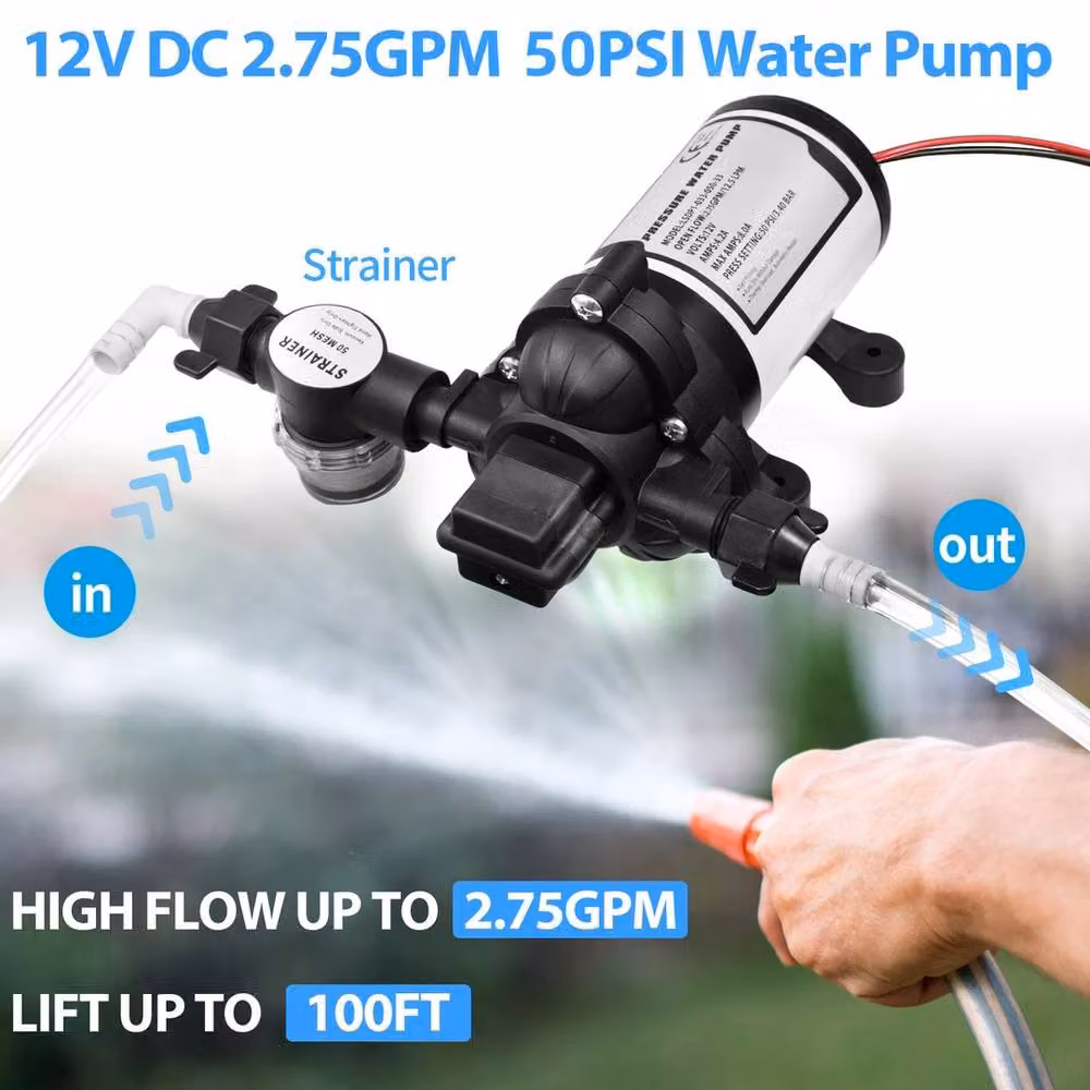 NESTLUNE 12V High Pressure Diaphragm Water Pump in Black – 4