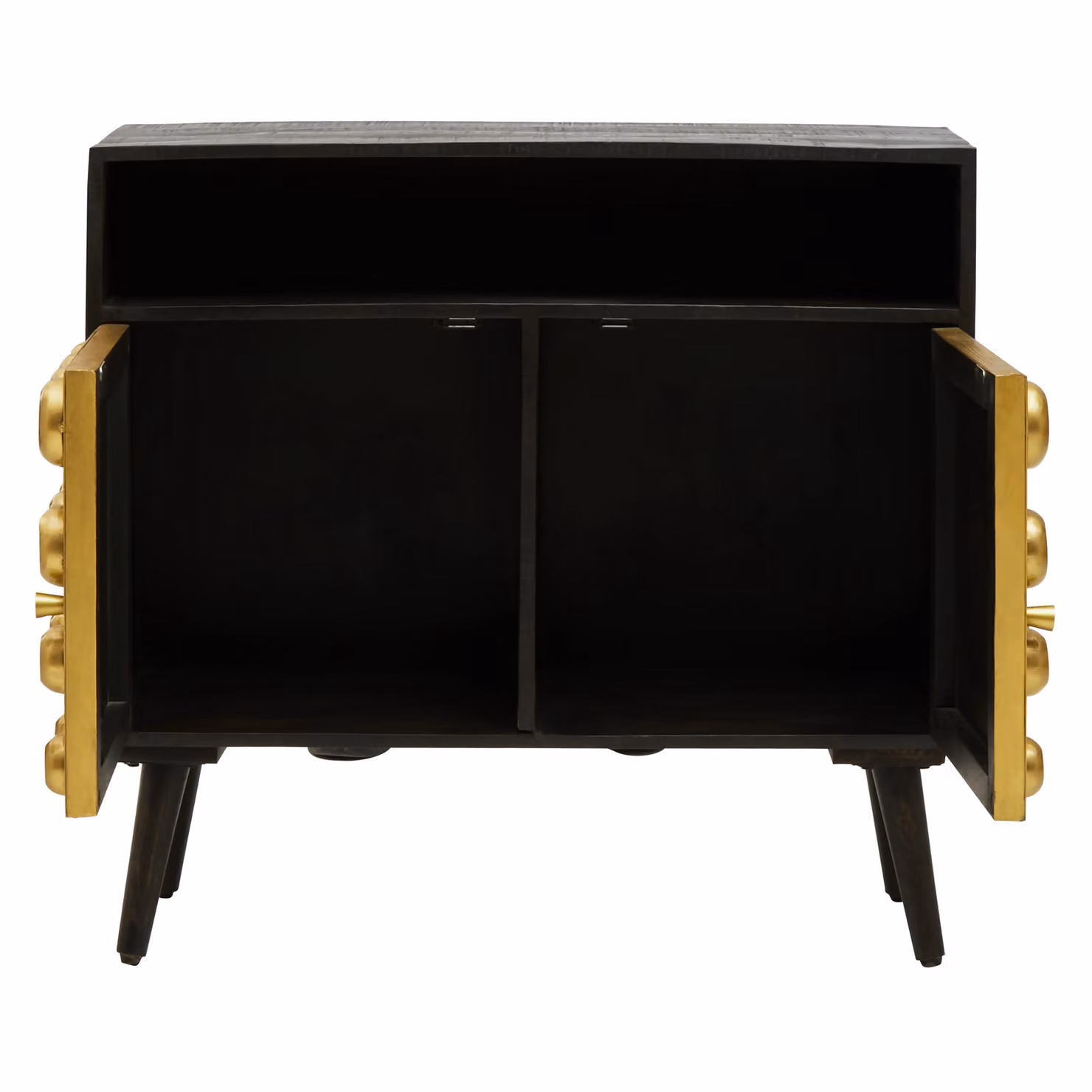 Orsina Mid-Century Modern Mango Wood Two-Drawer Sideboard in Gold and Black – 2